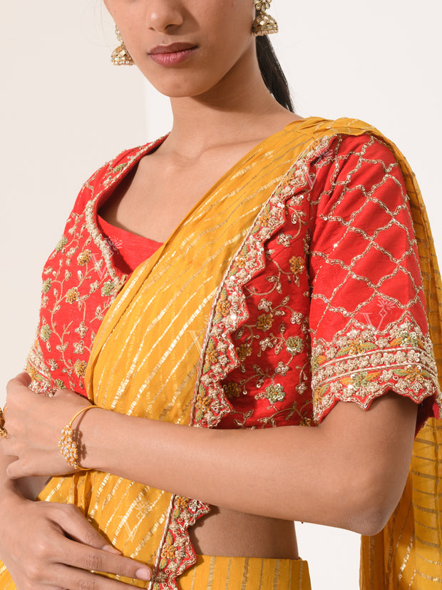 Mustard Yellow Georgette Drape Saree