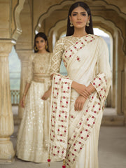 Tussar Silk Off White Saree