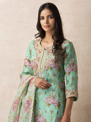 Green Embroidered Suit Set -Mogra Look 3