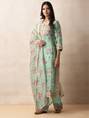 Green Embroidered Suit Set -Mogra Look 3