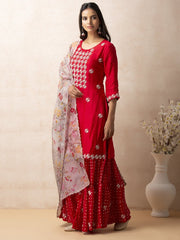 Red Silk Suit Set