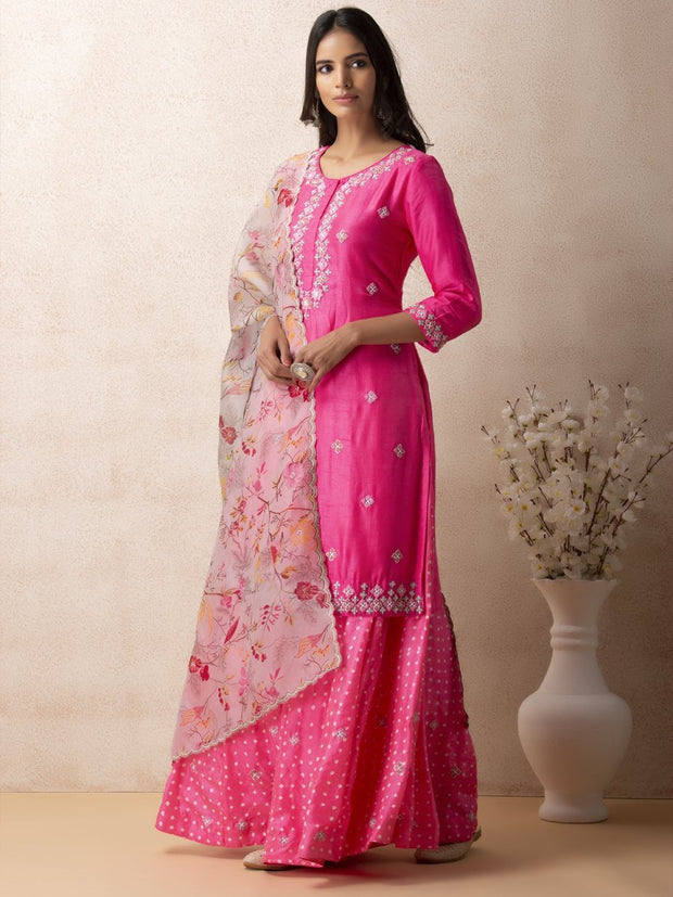 Pink Embroidered Suit Set - Mogra Look 8