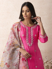 Pink Embroidered Suit Set - Mogra Look 8