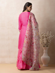 Pink Embroidered Suit Set - Mogra Look 8