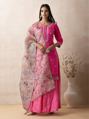 Pink Embroidered Suit Set - Mogra Look 8