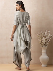 Grey Embroidered Kurta and Pant Set - Mogra Look 9