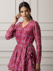 Pink Floral Printed Peplum and Sharara Set -Mogra Look 23