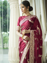 Wine Satin Saree