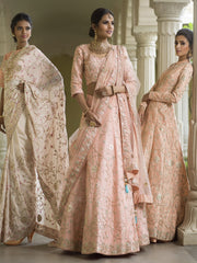 Handcrafted Peach Anarkali Lehenga