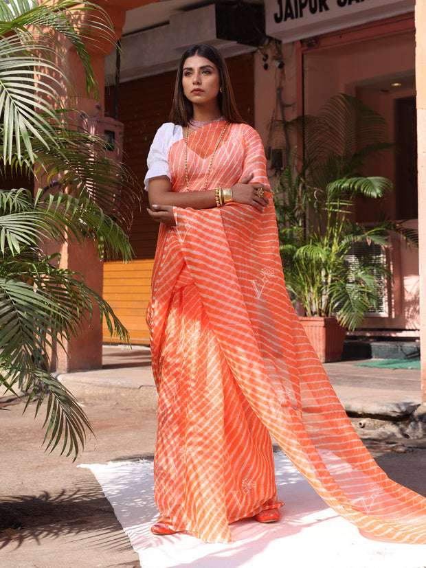 Orange Leheriya Saree