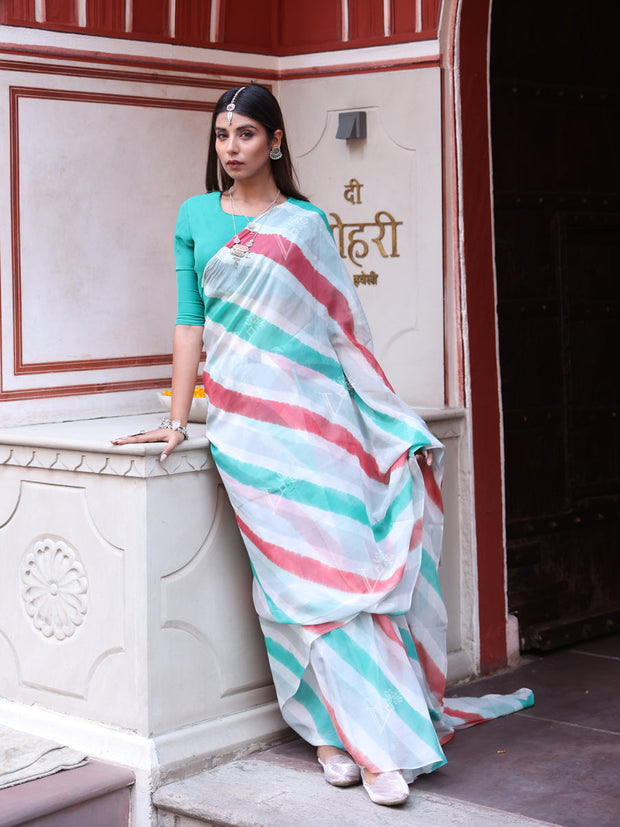 Multi Color Chinnon Leheriya Saree