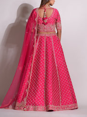 Pink Raw Silk Lehenga Set