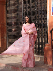 Misty Pink Organza Saree