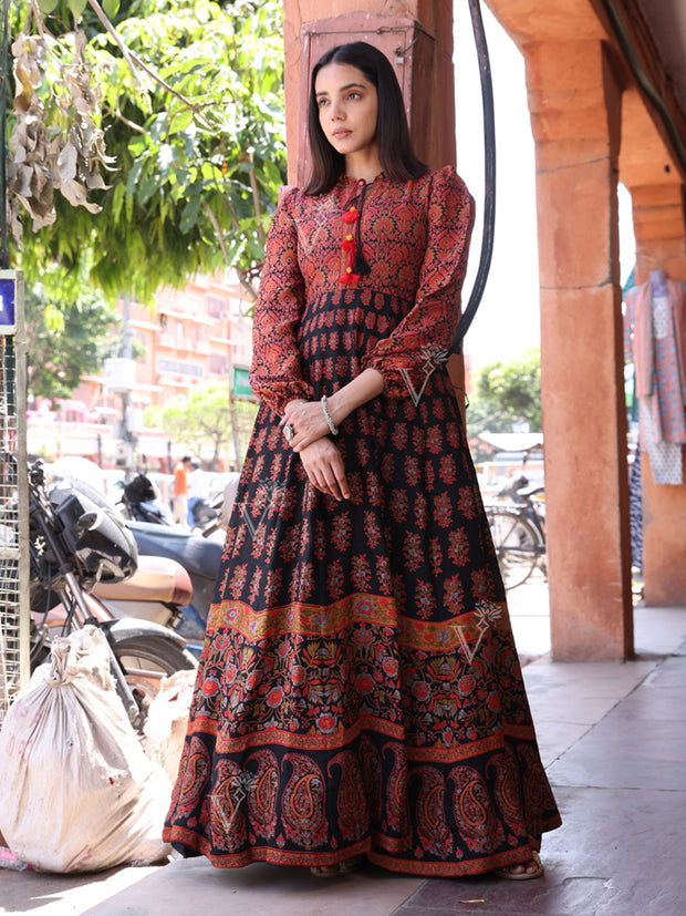 Brown Vasansi Silk Printed Gown