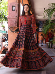 Brown Vasansi Silk Printed Gown