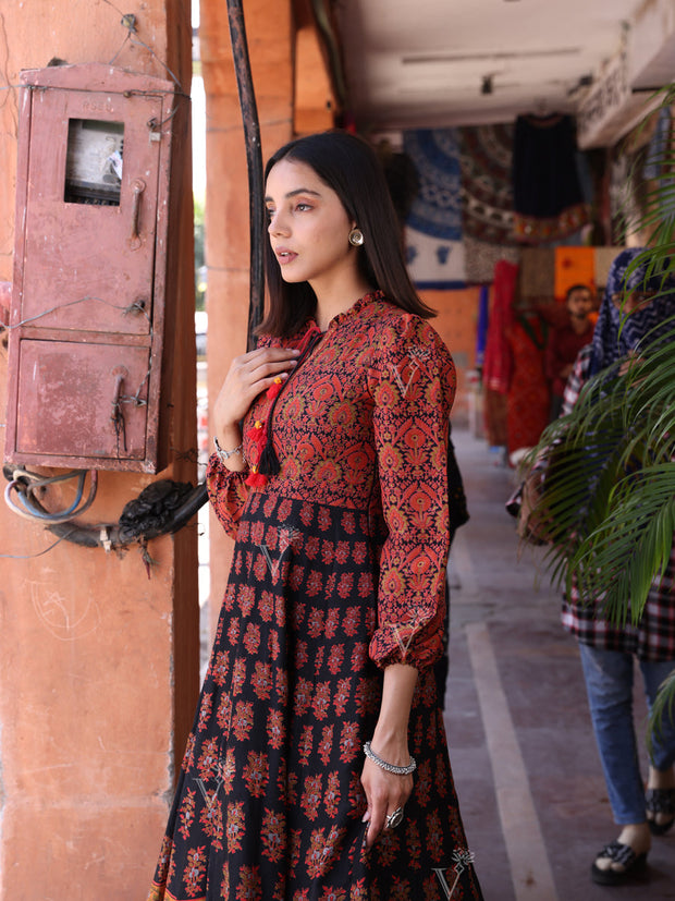 Brown Vasansi Silk Printed Gown