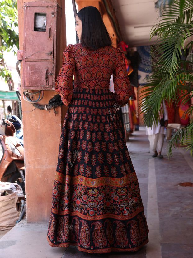 Brown Vasansi Silk Printed Gown