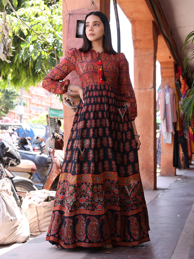 Brown Vasansi Silk Printed Gown