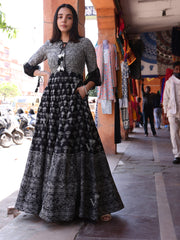 Black Vasansi Silk Printed Gown