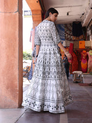 White Vasansi Silk Printed Gown