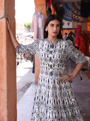 White Vasansi Silk Printed Gown