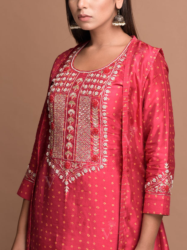 Red Vasansi Silk Suit Set