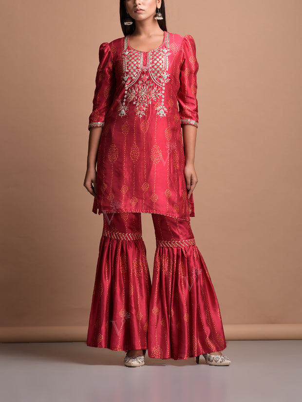 Red Vasansi Silk Suit Set