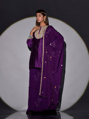 Violet Chanderi Kurta and Georgette Sharara Set