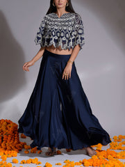 Blue Cape and Palazzo Set