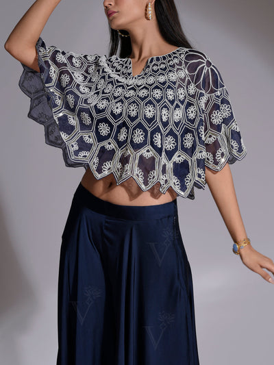 Blue Cape and Palazzo Set