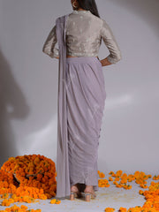 Grey Drape Skirt Set