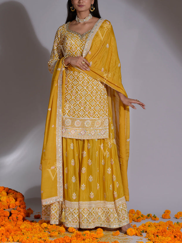 Yellow Kurta and Palazzo Set