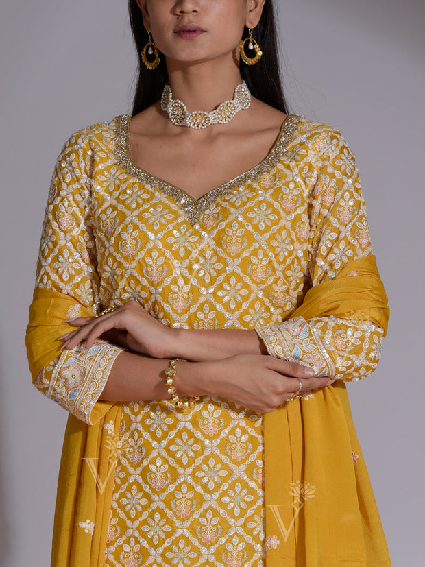 Yellow Kurta and Palazzo Set