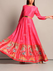 Anarkali, Anarkalis, Leheriya, Printed, Suit, Traditional, Monsoon, Floor Length, Silk