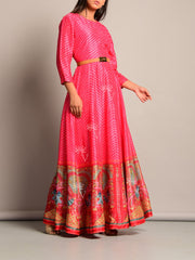 Anarkali, Anarkalis, Leheriya, Printed, Suit, Traditional, Monsoon, Floor Length, Silk