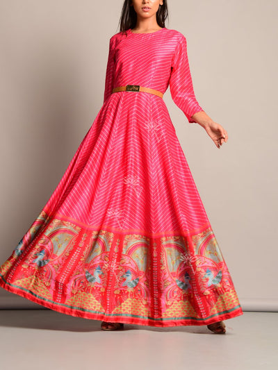 Anarkali, Anarkalis, DD10, Floor Length, Gangour, lehariya, Leheriya, Monsoon, MTO, Printed, Rakhi, Raksha Bandhan, Red, Silk, Suit, Teej, Traditional, Traditional Wear, VK, bestseller