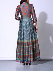 Teal Blue Vasansi Silk Anarkali Gown