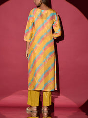 Yellow Vasansi Silk Leheriya Kurta