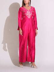 Pink Chanderi Jump Suit