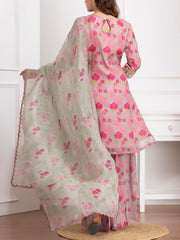 Pink Floral Printed Kurta and Sharara Set -VJ06072109