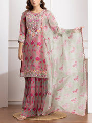 Pink Floral Printed Kurta and Sharara Set -VJ06072109