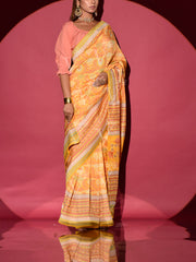 Yellow Vasansi Silk Printed Saree