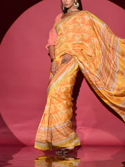 Yellow Vasansi Silk Printed Saree