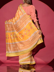 Yellow Vasansi Silk Printed Saree