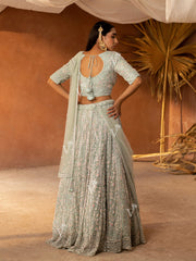 Sea Green Net Lehenga Set