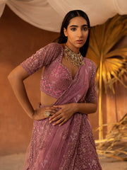 Purple Net Lehenga Set