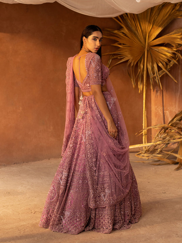 Purple Net Lehenga Set