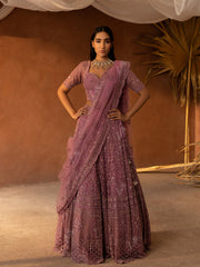 Purple Net Lehenga Set