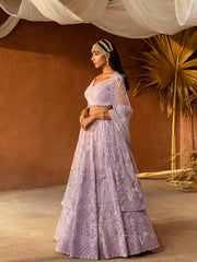 Lilac Organza Lehenga Set