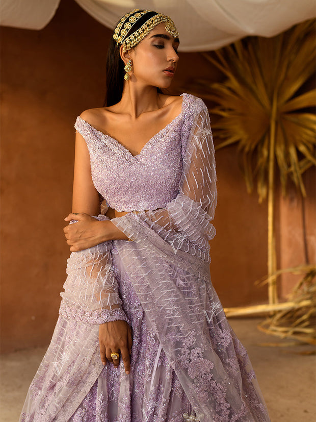 Lilac Organza Lehenga Set